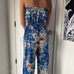 Blue floral vintage style jumpsuit